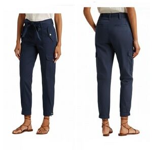 Ralph Lauren Navy Blue Tie-Waist Utility Cargo Pants Plus Size 22W NWOT